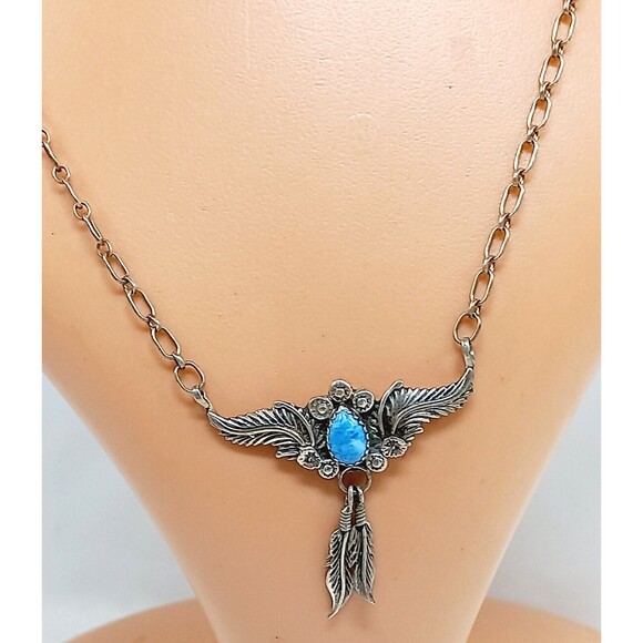 Richard Begay Navajo Necklace Sterling Silver Blue Stone - Picture 3 of 6